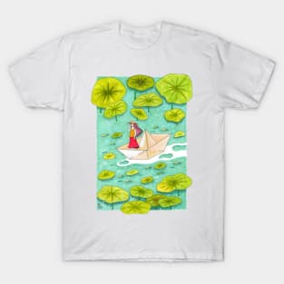 Girl on a paper boat T-Shirt